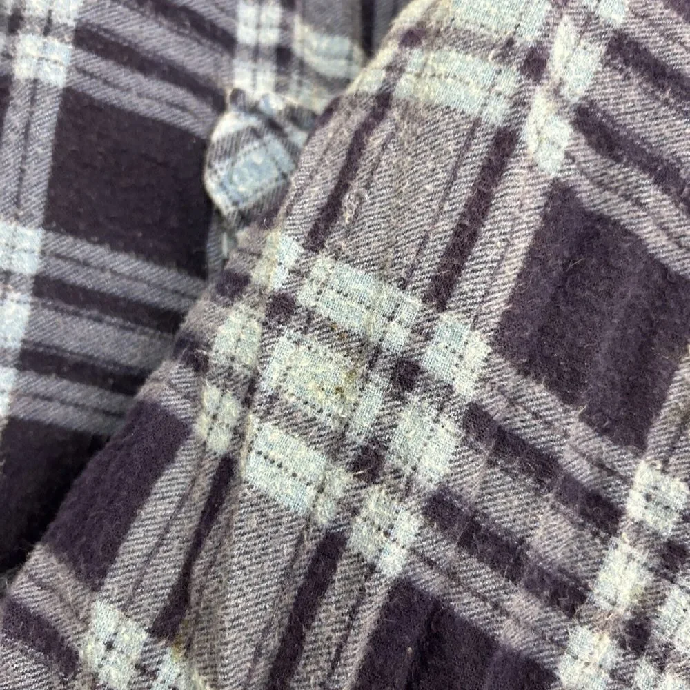 VTG Open Trails Shacket Men Large Blue Plaid Flannel‎ Shirt Jacket Long Sleeve